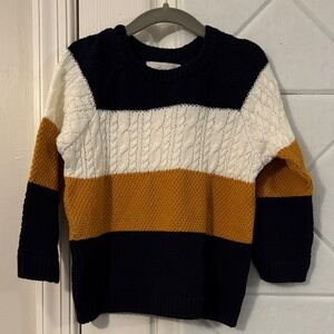 Mayoral Navy, White, and Mustard Knit Sweater